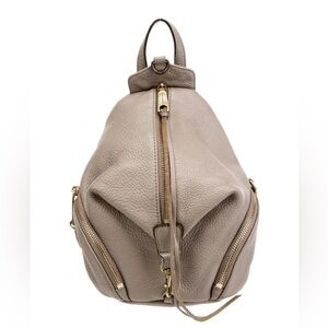 Rebecca Minkoff Julian Mini Leather Backpack - beige/grey with gold hardware